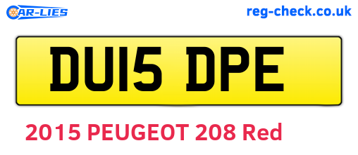 DU15DPE are the vehicle registration plates.