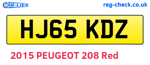 HJ65KDZ are the vehicle registration plates.