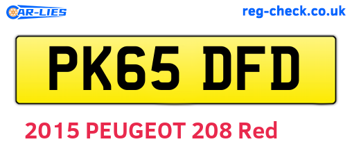 PK65DFD are the vehicle registration plates.