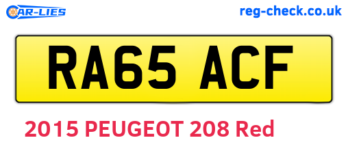 RA65ACF are the vehicle registration plates.
