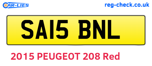 SA15BNL are the vehicle registration plates.
