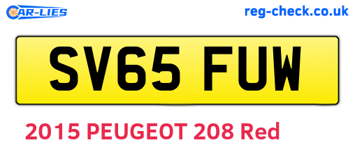 SV65FUW are the vehicle registration plates.