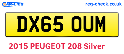 DX65OUM are the vehicle registration plates.
