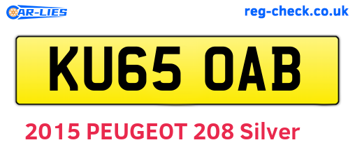 KU65OAB are the vehicle registration plates.