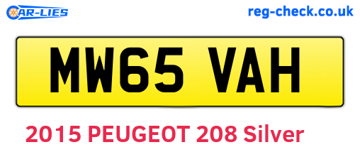 MW65VAH are the vehicle registration plates.