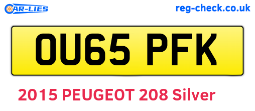 OU65PFK are the vehicle registration plates.