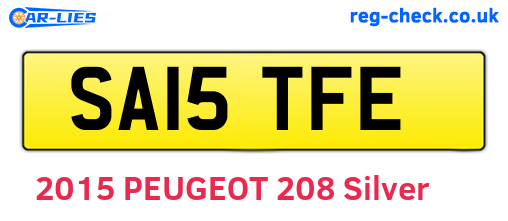 SA15TFE are the vehicle registration plates.