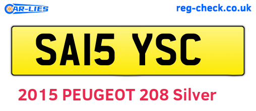 SA15YSC are the vehicle registration plates.