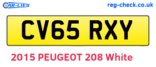 CV65RXY are the vehicle registration plates.