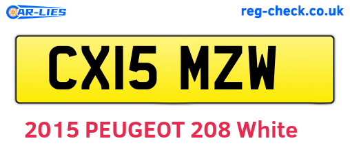 CX15MZW are the vehicle registration plates.