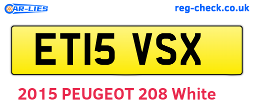 ET15VSX are the vehicle registration plates.