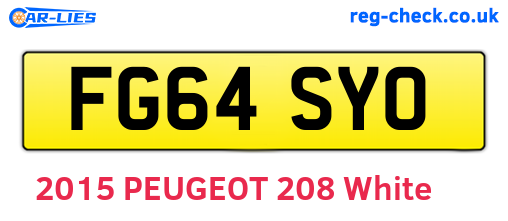 FG64SYO are the vehicle registration plates.