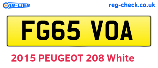 FG65VOA are the vehicle registration plates.
