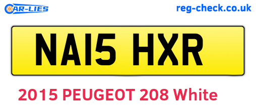 NA15HXR are the vehicle registration plates.