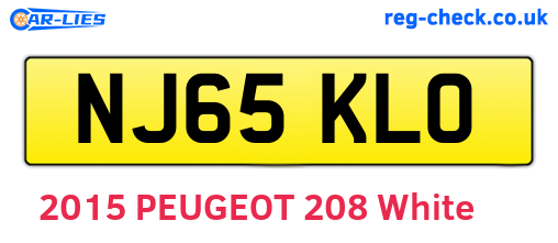 NJ65KLO are the vehicle registration plates.
