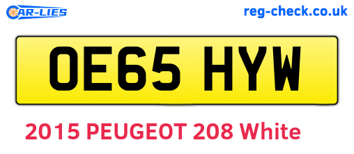 OE65HYW are the vehicle registration plates.