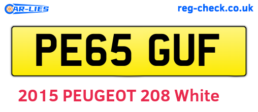 PE65GUF are the vehicle registration plates.