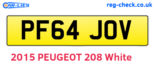 PF64JOV are the vehicle registration plates.