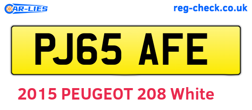 PJ65AFE are the vehicle registration plates.