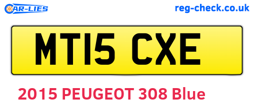 MT15CXE are the vehicle registration plates.