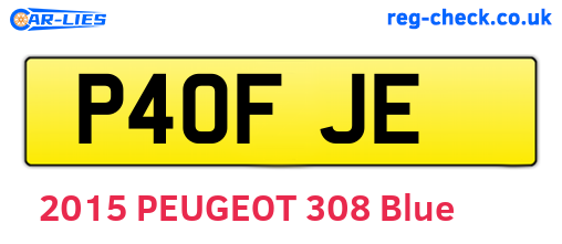 P40FJE are the vehicle registration plates.