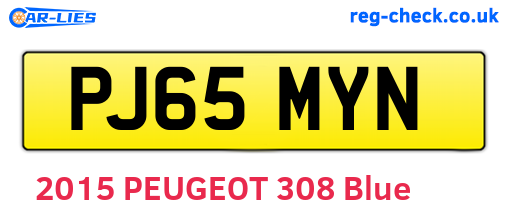 PJ65MYN are the vehicle registration plates.