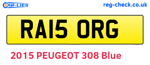 RA15ORG are the vehicle registration plates.