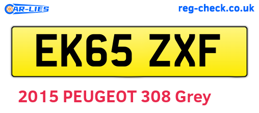 EK65ZXF are the vehicle registration plates.