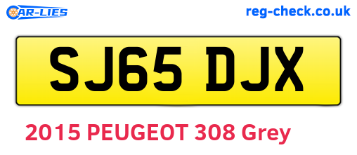 SJ65DJX are the vehicle registration plates.
