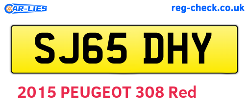 SJ65DHY are the vehicle registration plates.