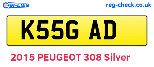 K55GAD are the vehicle registration plates.