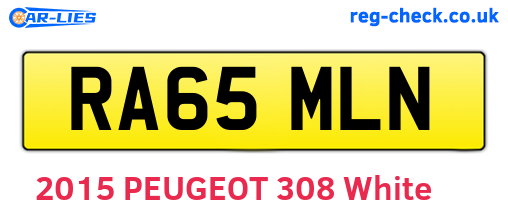 RA65MLN are the vehicle registration plates.
