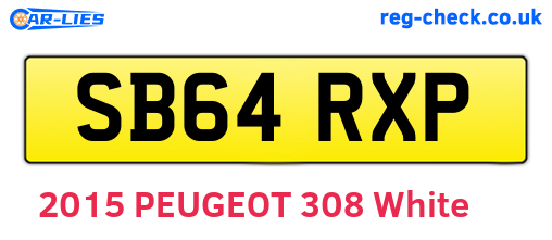 SB64RXP are the vehicle registration plates.