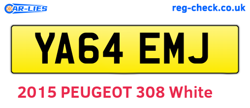YA64EMJ are the vehicle registration plates.