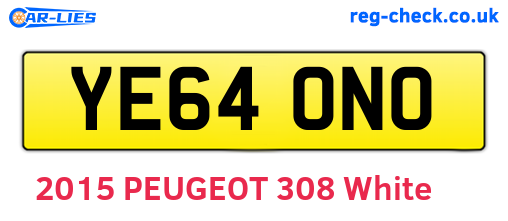 YE64ONO are the vehicle registration plates.