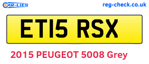ET15RSX are the vehicle registration plates.