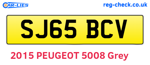 SJ65BCV are the vehicle registration plates.