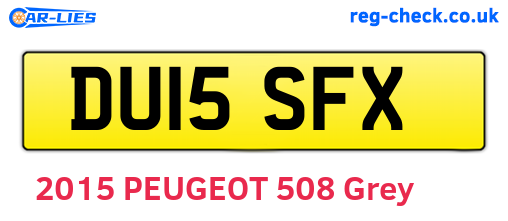 DU15SFX are the vehicle registration plates.