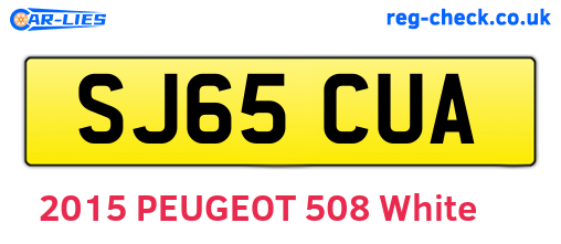 SJ65CUA are the vehicle registration plates.