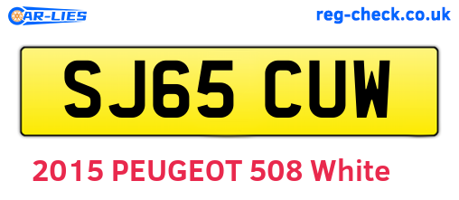 SJ65CUW are the vehicle registration plates.