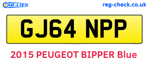 GJ64NPP are the vehicle registration plates.