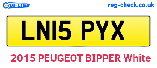 LN15PYX are the vehicle registration plates.