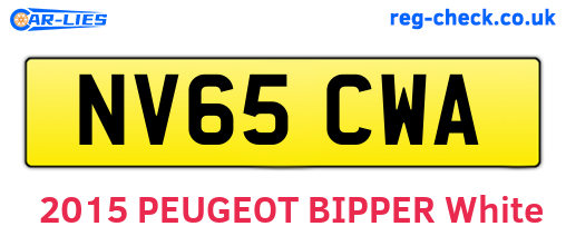 NV65CWA are the vehicle registration plates.