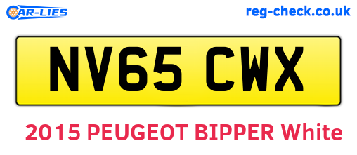 NV65CWX are the vehicle registration plates.