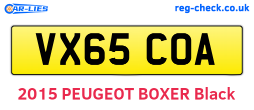 VX65COA are the vehicle registration plates.