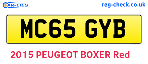 MC65GYB are the vehicle registration plates.