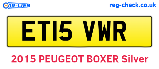 ET15VWR are the vehicle registration plates.