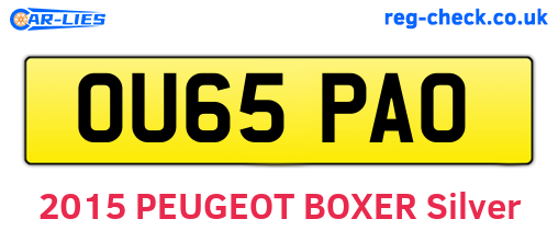 OU65PAO are the vehicle registration plates.