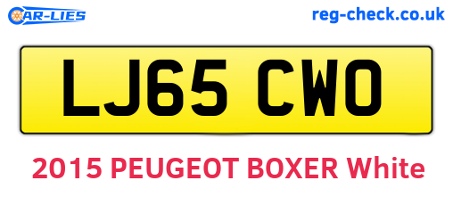 LJ65CWO are the vehicle registration plates.