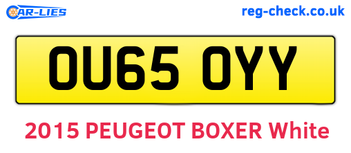 OU65OYY are the vehicle registration plates.
